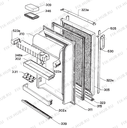 Взрыв-схема холодильника Zanussi ZR60LW - Схема узла Door 003